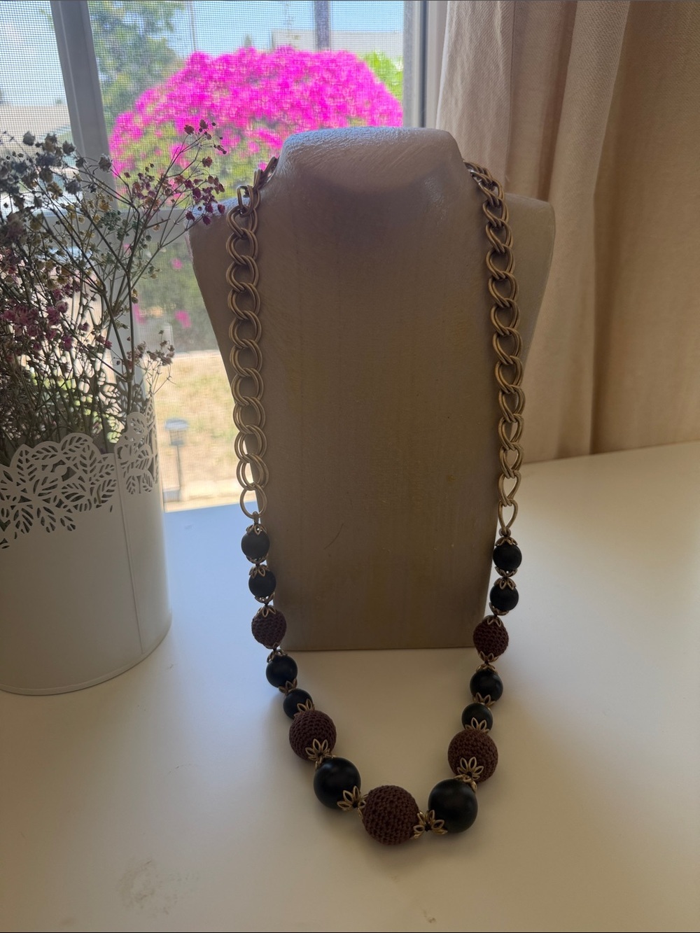 LC Lauren Conrad Gold-Tone Necklace with Brown and Black Beads